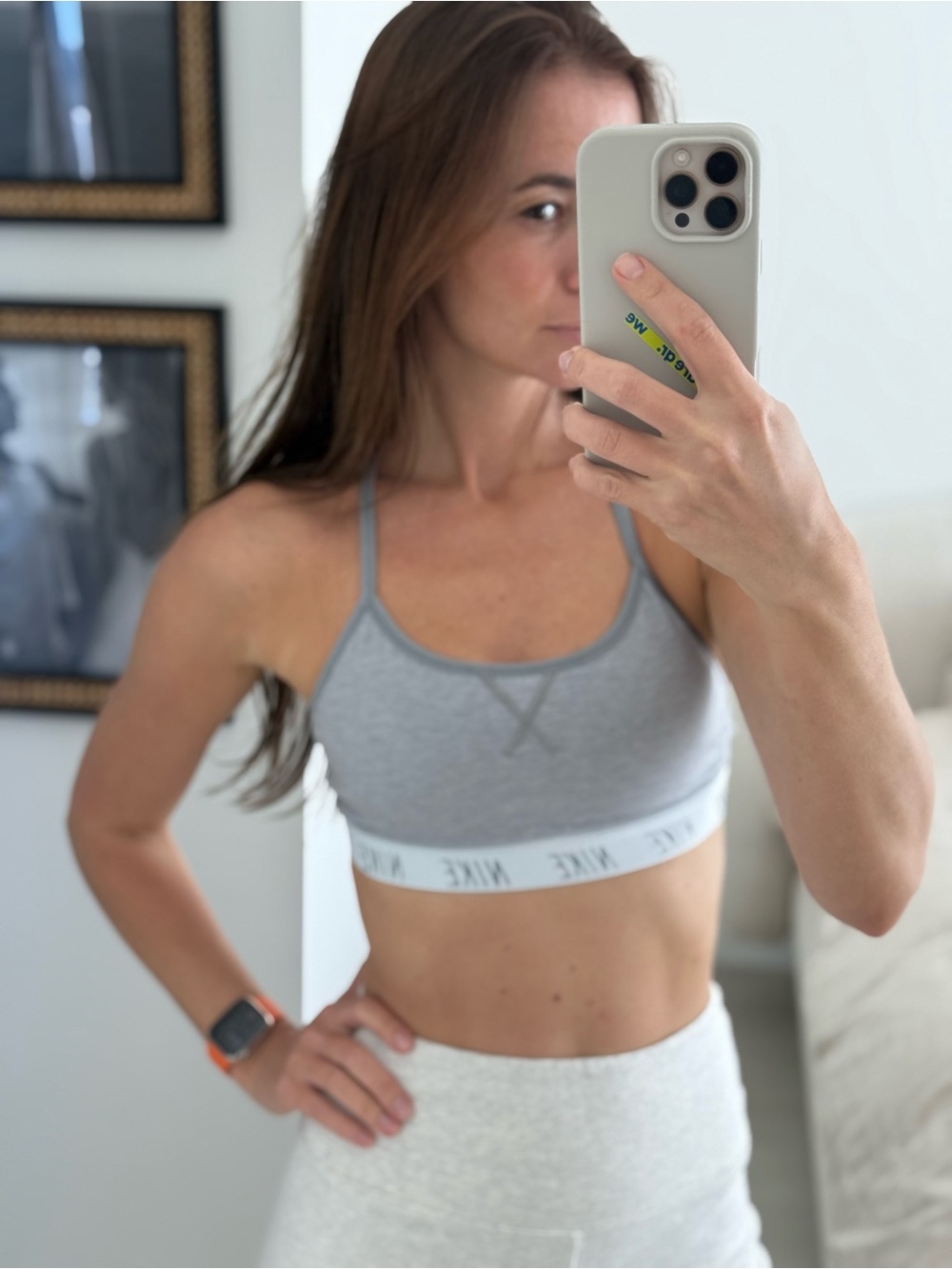 Nike Gray Thin-Strap Seamless Sports Bra